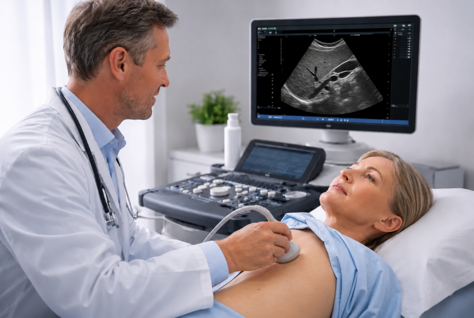 Ultrasonido abdominal a domicilio en Miami - evaluación de hígado, vesícula y riñones
